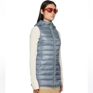 Herno Serena blue long length puffer hooded down vest double zipper size 44